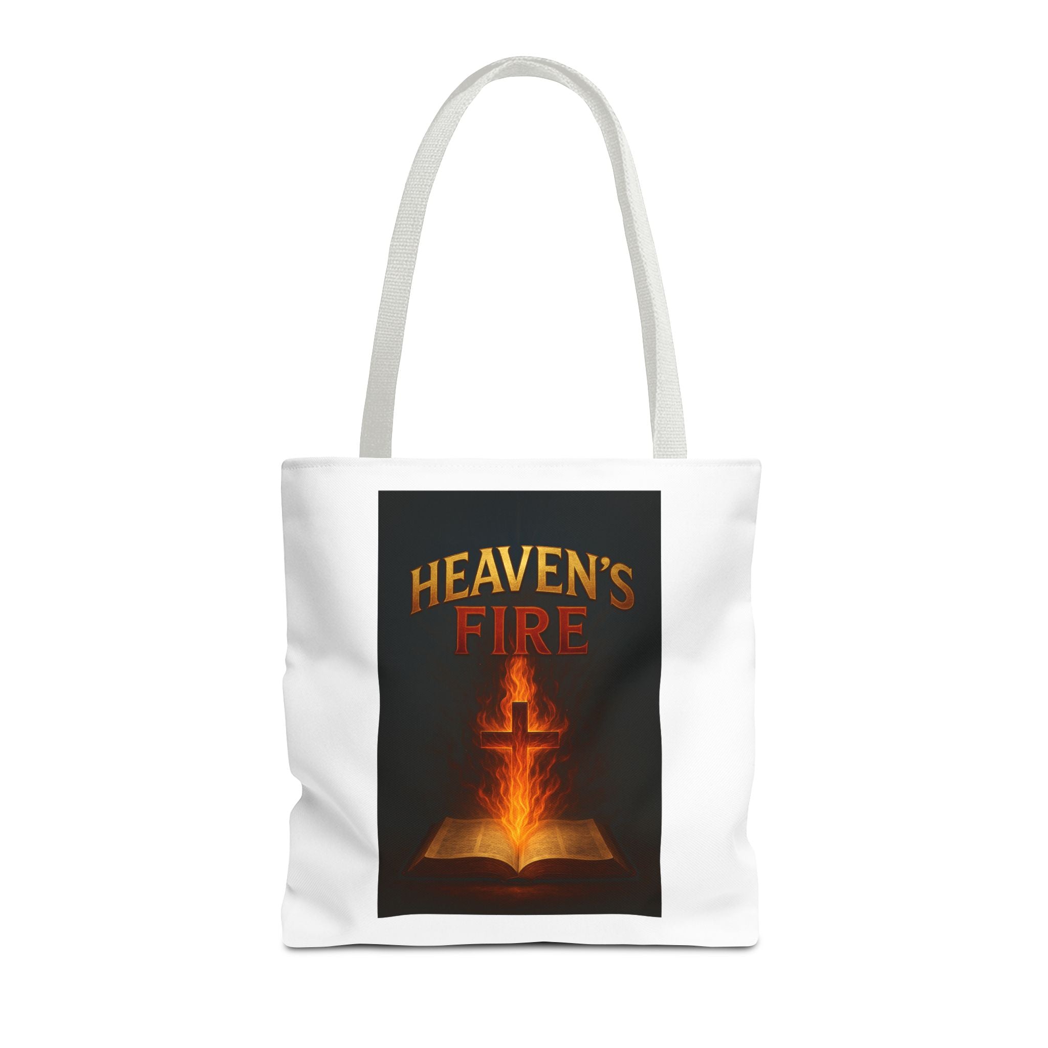 Heaven's Fire Tote Bag, Bible Verse Tote