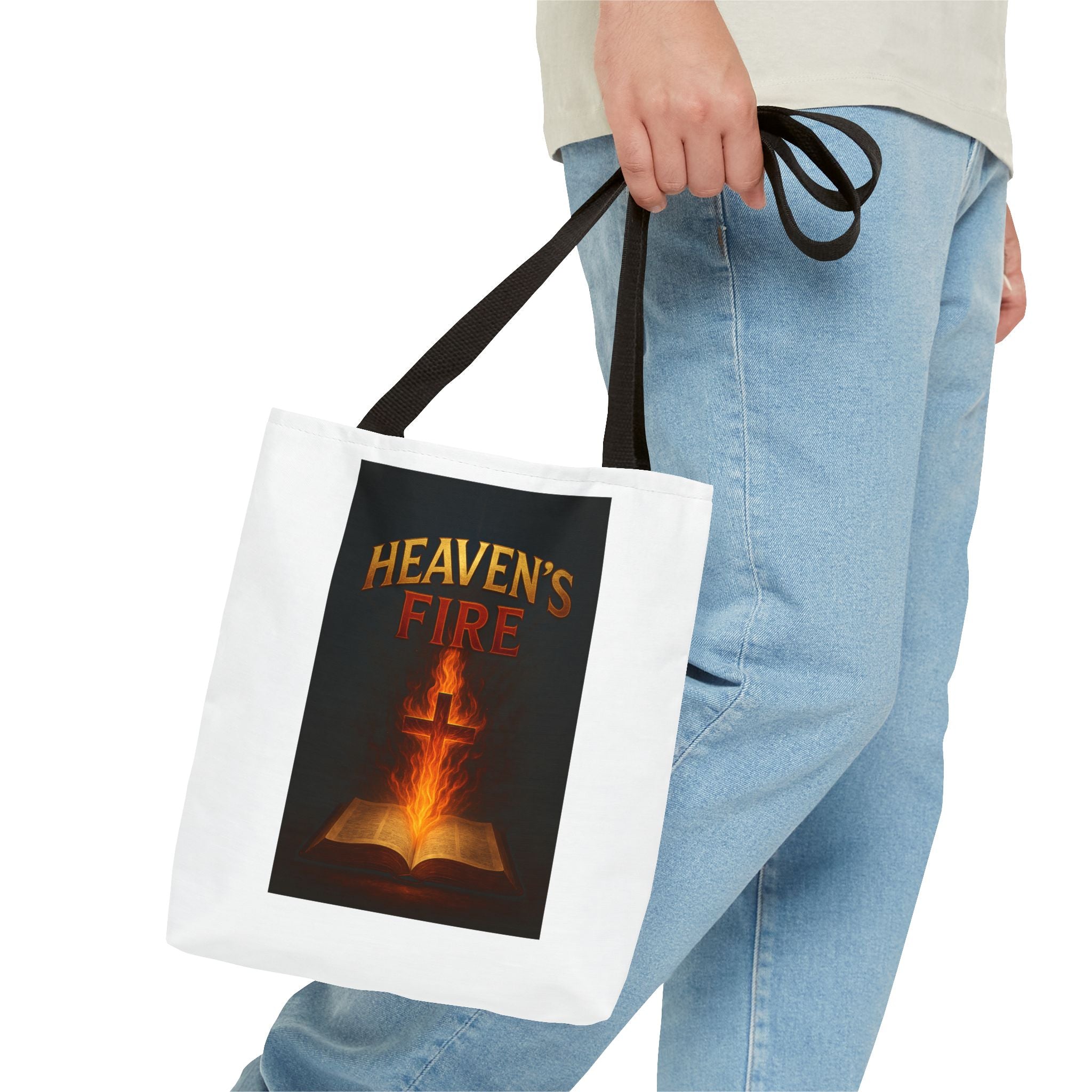 Heaven's Fire Tote Bag, Bible Verse Tote