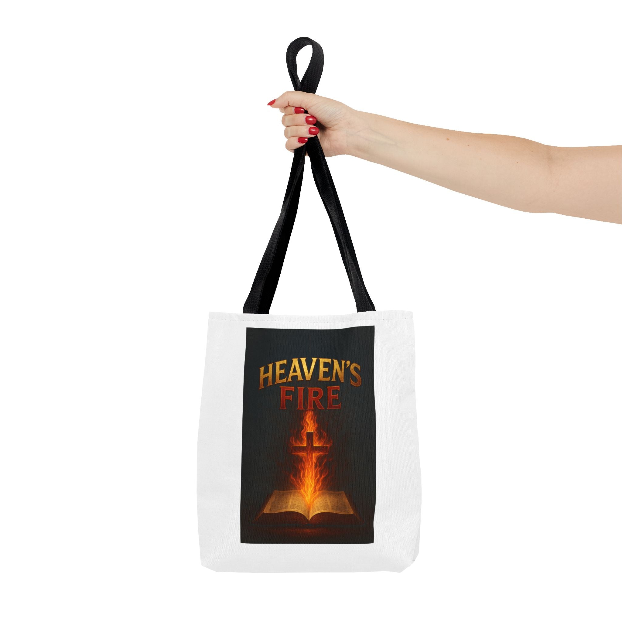 Heaven's Fire Tote Bag, Bible Verse Tote