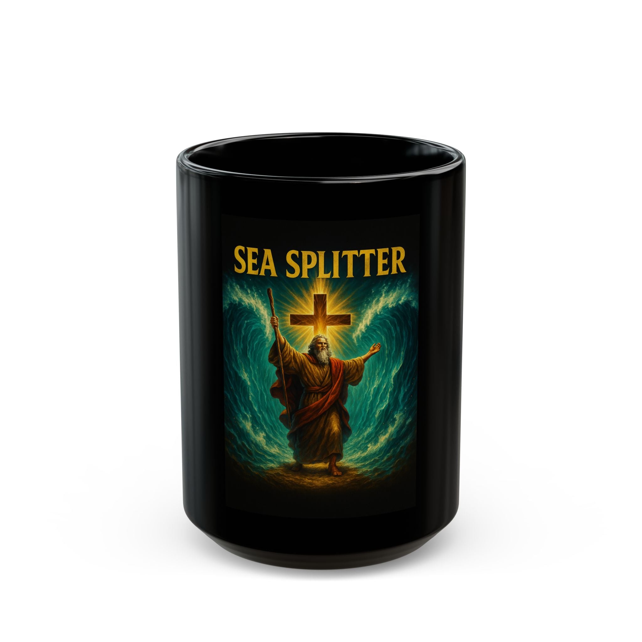 Sea Splitter Illustrated Black Mug