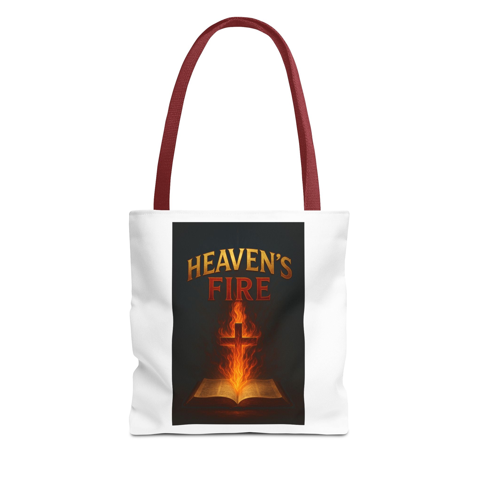 Heaven's Fire Tote Bag, Bible Verse Tote