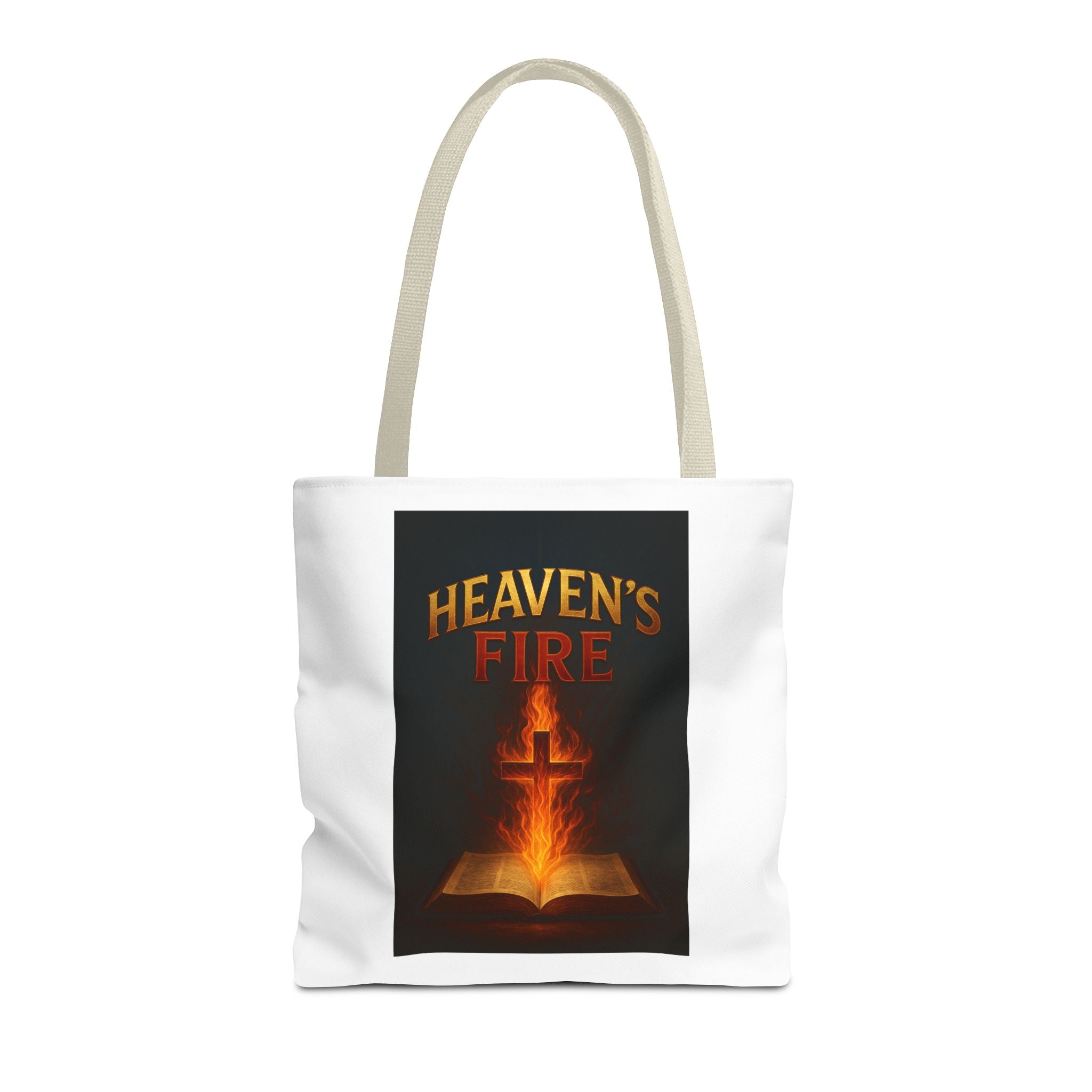 Heaven's Fire Tote Bag, Bible Verse Tote