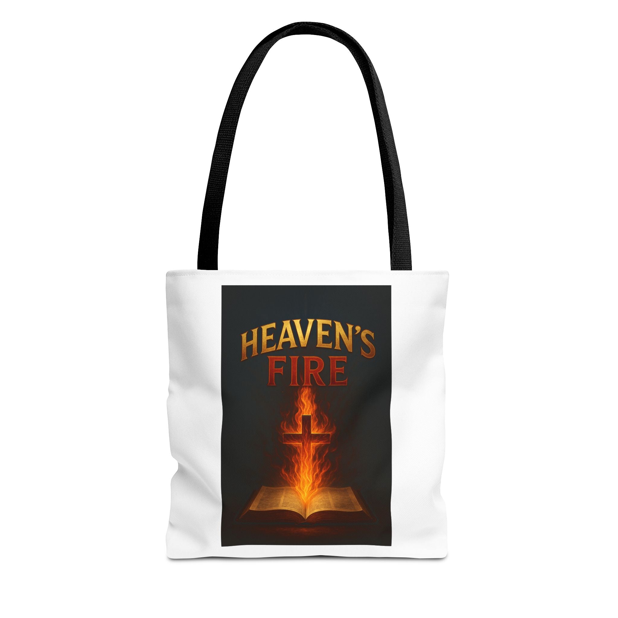 Heaven's Fire Tote Bag, Bible Verse Tote