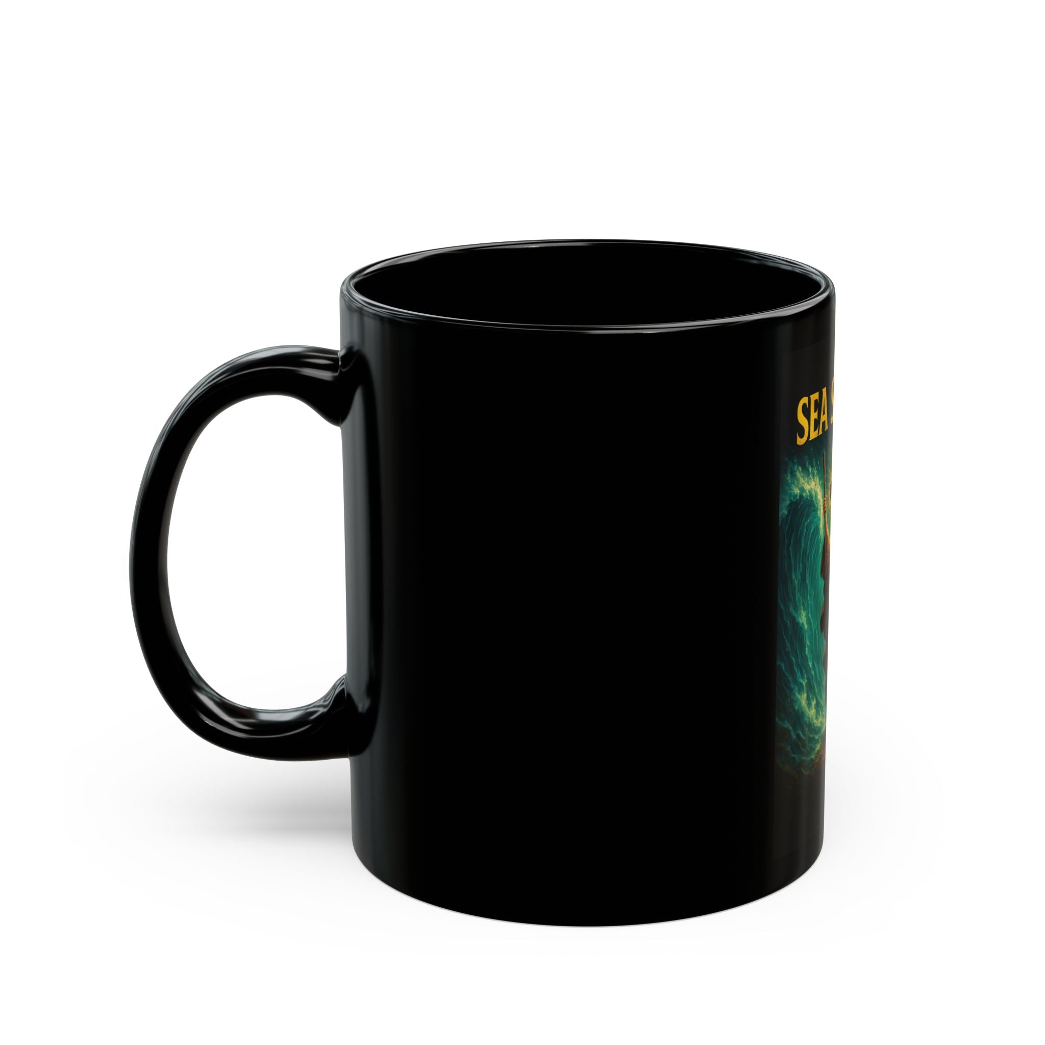 Sea Splitter Illustrated Black Mug