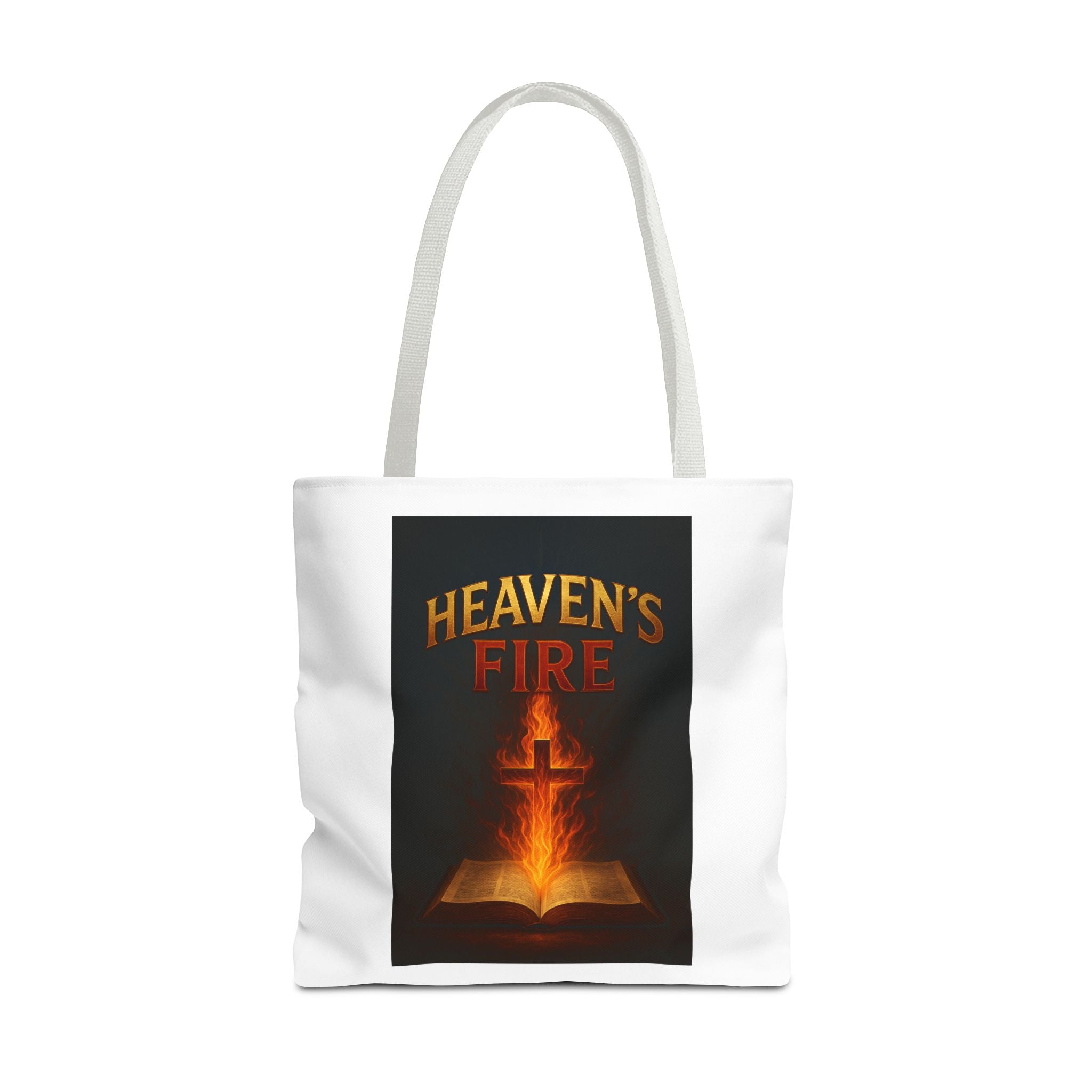 Heaven's Fire Tote Bag, Bible Verse Tote